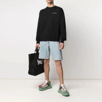 SS21 Imprimé logo, col rond, manches longues, version noire
