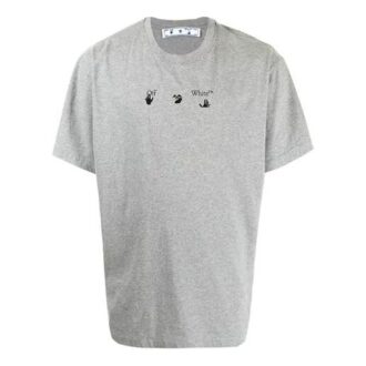 SS21 Imprimé logo Col rond Shorts Manches courtes Coupe ample Gris