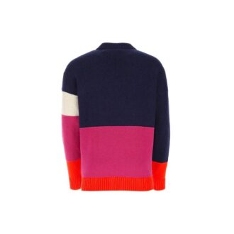 SS21 Logo color block, col rond, manches longues, bleu
