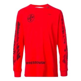 SS21 Logo Flèche noire Imprimé graffiti Manches longues Rouge