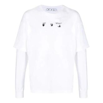 SS21 Logo Imprimé au dos Col rond Manches longues Version standard Blanc