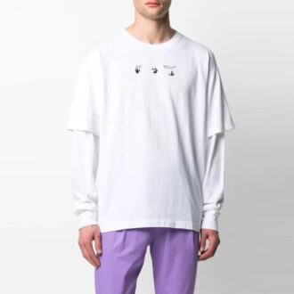 SS21 Logo Imprimé au dos Col rond Manches longues Version standard Blanc
