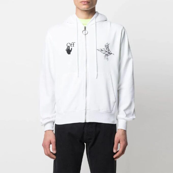 SS21 Logo imprimé, fermeture éclair, blanc