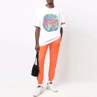 SS21 Logo logo Pantalon de sport long unisexe orange
