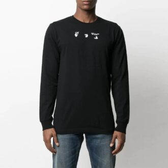 SS21 Marker Arrows Printing Micro Mark Col rond Version slim fit Noir