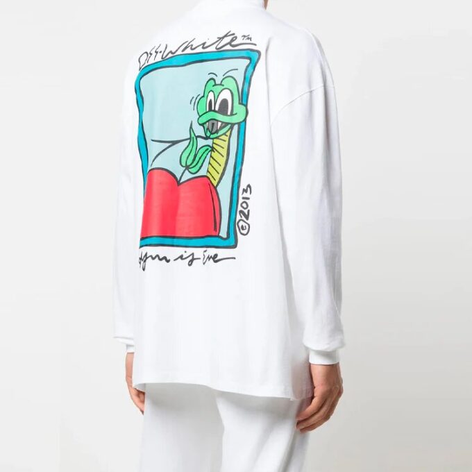 SS21 Motif animal Manches longues Coupe ample Blanc