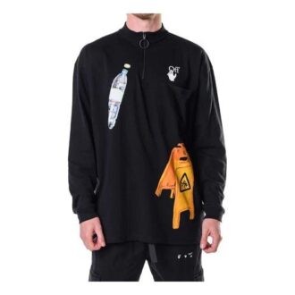 SS21 Motif demi-fermeture éclair manches longues Noir
