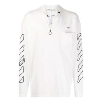 SS21 Motif logo Arrows, demi-fermeture éclair, manches longues, coupe ample, blanc