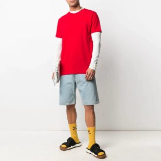 SS21 Motif logo, col rond, manches courtes, version rouge