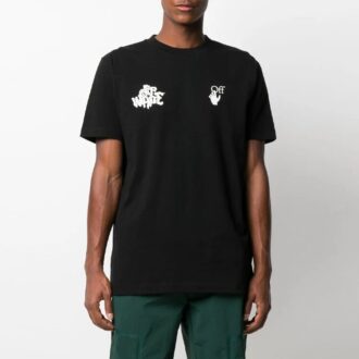 SS21 Motif Logo Shorts Manches courtes Coupe ample Noir