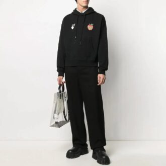 SS21 À motifs, à capuche, manches longues, coupe ample, noir