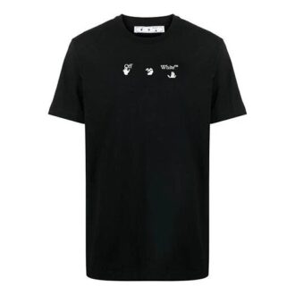 SS21 Pull à col rond et manches courtes avec imprimé Arrows, version standard, noir