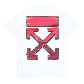 SS21 Pull à col rond à manches courtes avec logo flèche inversée imprimé, blanc