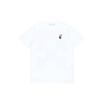 SS21 Pull à col rond à manches courtes avec logo flèche inversée imprimé, blanc