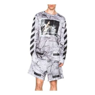 SS21 Pull à gros imprimés Gris Blanc