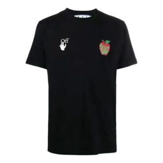 SS21 Short décontracté à manches courtes avec imprimé flèche et pomme, version standard, noir