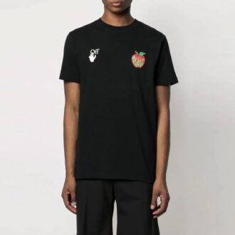 SS21 Short décontracté à manches courtes avec imprimé flèche et pomme, version standard, noir
