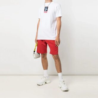 SS21 Short de sport droit à imprimé logo, version rouge