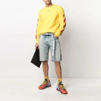 SS21 Shorts en Denim avec logo imprimé et ceinture, version bleue