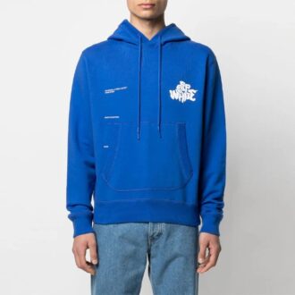 SS21 Sweat à cordon ajustable ample avec imprimé alphabétique et logo, bleu
