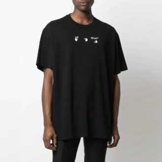 SS21 T-shirt ample à manches courtes et imprimé alphabétique, noir
