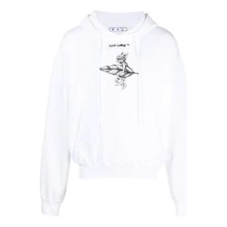 SS21 T-shirt à capuche à manches longues imprimé, blanc
