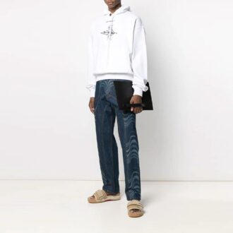 SS21 T-shirt à capuche à manches longues imprimé, blanc