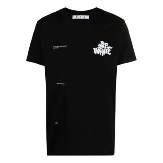SS21 T-shirt à col rond et manches courtes avec logo Adam Is Eve imprimé, version standard, noir