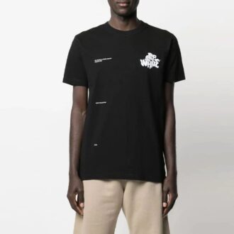 SS21 T-shirt à col rond et manches courtes avec logo Adam Is Eve imprimé, version standard, noir