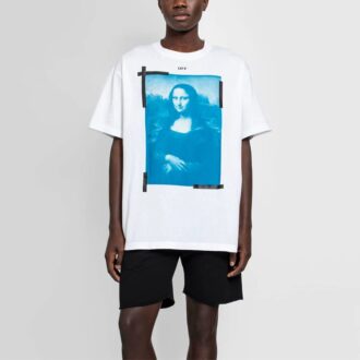 SS21 T-shirt à col rond et manches courtes imprimé, blanc