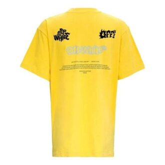 SS21 T-shirt décontracté à col rond et manches courtes, imprimé logo, coupe ample, jaune
