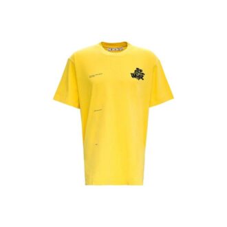 SS21 T-shirt décontracté à col rond et manches courtes, imprimé logo, coupe ample, jaune