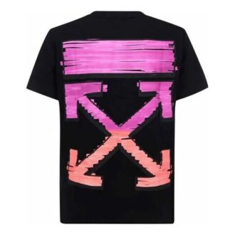 SS21 T-shirt à manches courtes en coton avec motif flèche et logo, noir