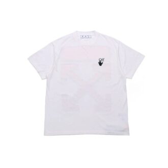 SS21 T-shirt à manches courtes en coton, coupe ample, dos rouge flèche, blanc