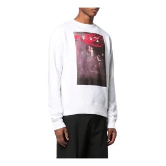 SS21 T-shirt à manches longues et col rond avec imprimé classique, version standard, blanc