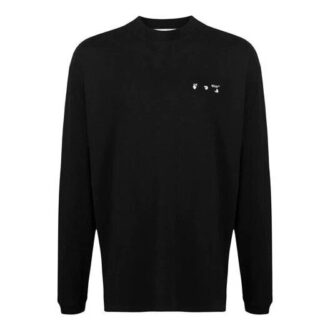 SS21 T-shirt à manches longues et col rond avec logo, coupe ample, noir