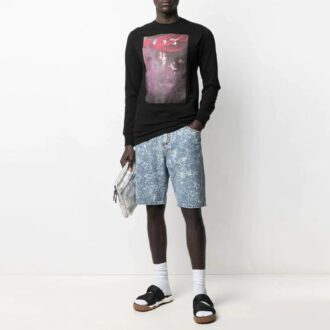 SS21 T-shirt à manches longues noir avec logo imprimé