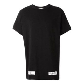 SS21 T-shirt à rayures en coton imprimé, col rond, Shorts, noir