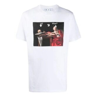 SS21 T-shirt Shorts à manches courtes et col rond avec imprimé, blanc