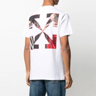 SS21 T-shirt Shorts à manches courtes et col rond avec imprimé, blanc