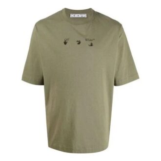 SS21 T-shirt vert à manches courtes avec logo « Arrow » imprimé, version standard