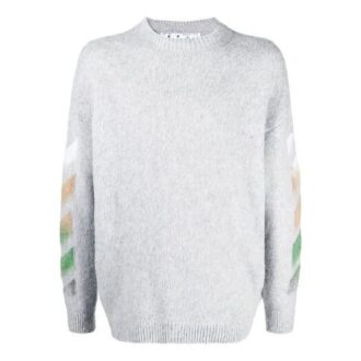 SS21 Tricot à rayures avec logo imprimé Gris