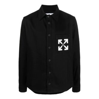 SS22 Chemise en Denim à manches longues avec motif logo Arrows, noir