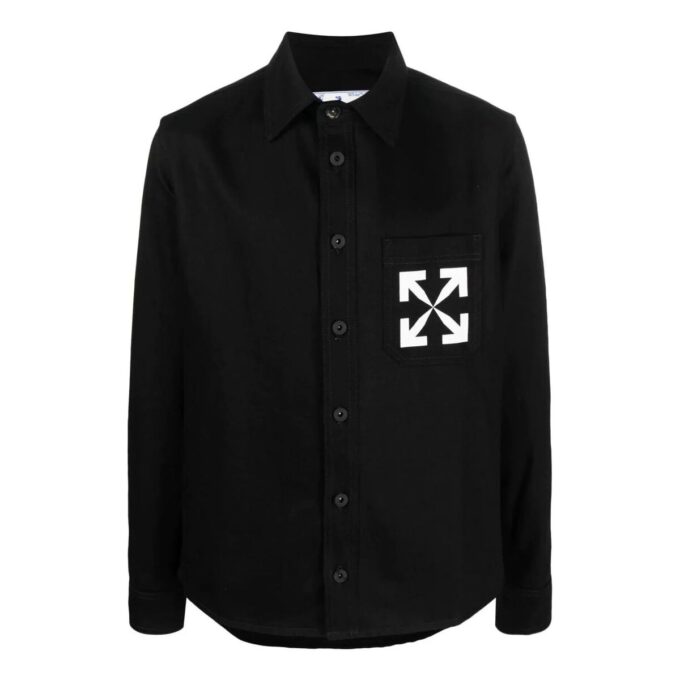 SS22 Chemise en Denim à manches longues avec motif logo Arrows, noir