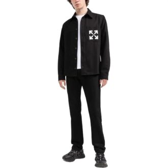 SS22 Chemise en Denim à manches longues avec motif logo Arrows, noir