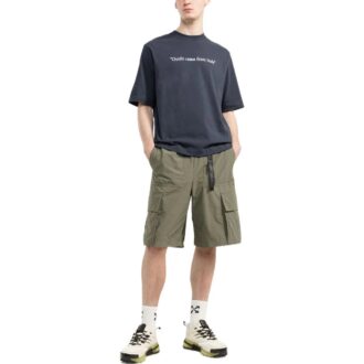 SS22 Imprimé alphabet, couleur unie, coton, Shorts, bleu