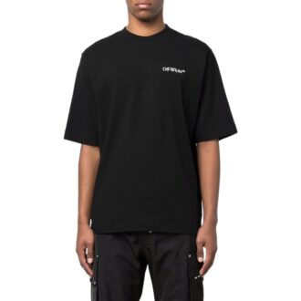 SS22 Imprimé col rond Shorts manches courtes coupe ample noir