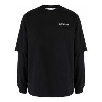 SS22 Imprimé Logo Couleur unie Col rond Manches longues Noir