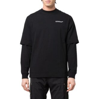 SS22 Imprimé Logo Couleur unie Col rond Manches longues Noir