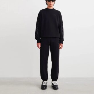 SS22 Pantalon de sport à motif logo, version standard, noir